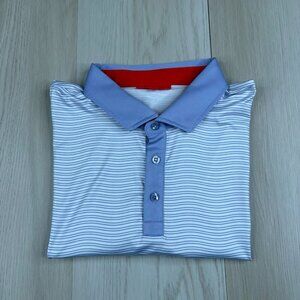 Redvanly Mens Purple Striped Casual Golf Performance Polo Shirt Size X-Large